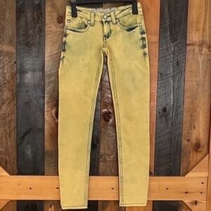 Hydraulic Low Rise Tie Dye Yellow/Blue Bailey Super Skinny Jeans size Jr sz 1/2